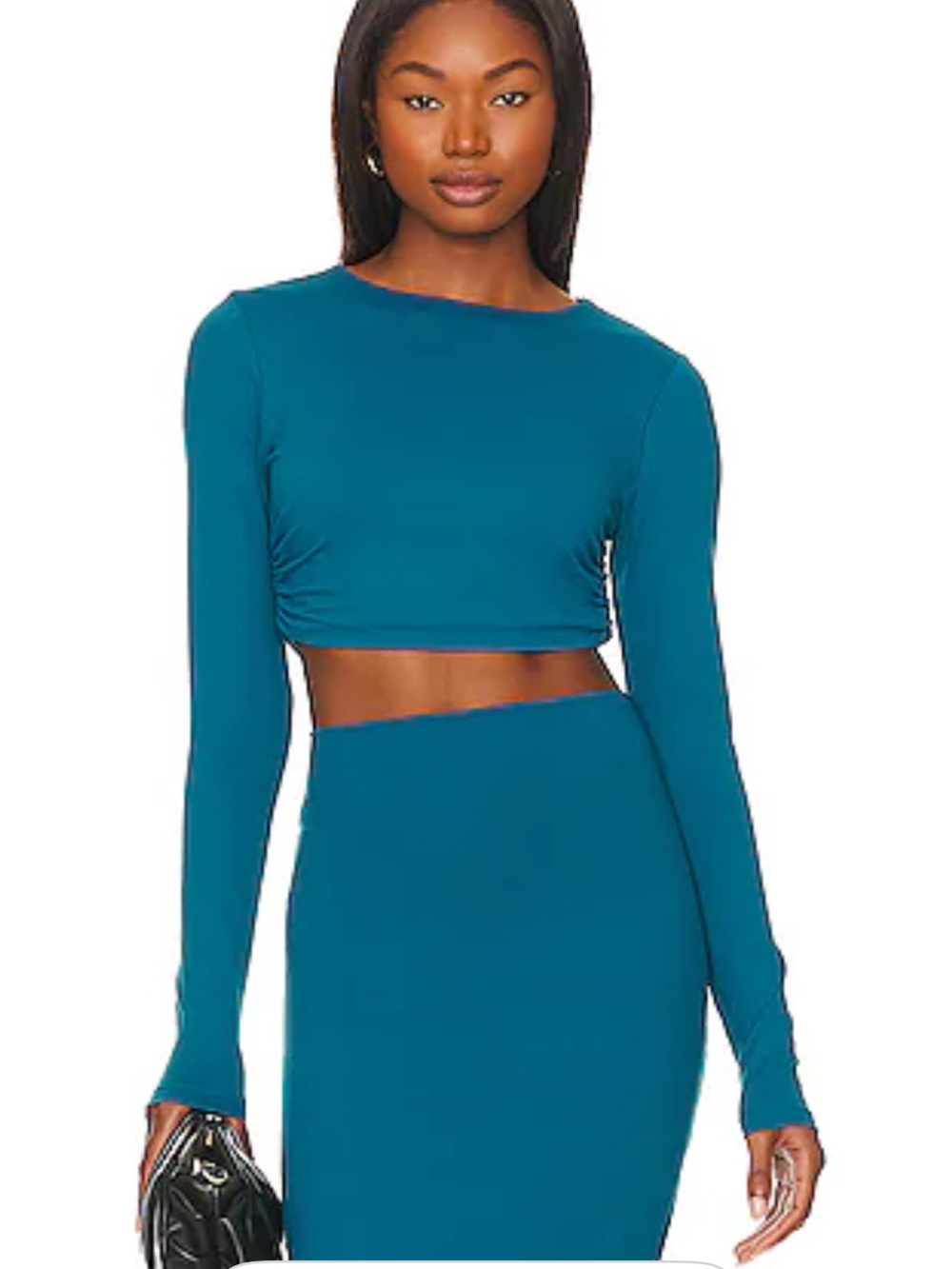 Long Sleeve Crop Top & High Waist Skirt Set - Colour Sea - SUSANA MONACO - Small